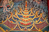 Chiang Mai - The Wat Phra Singh temple. Murals of the Viharn Lai Kham illustrating Jataka tales and other stories. 